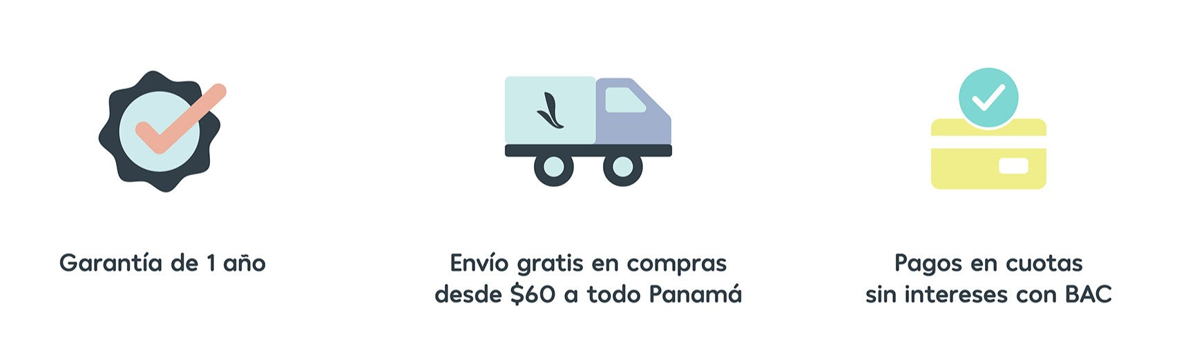 Garantía de un año, envío gratis desde $60 y pagos en cuotas sin intereses con BAC